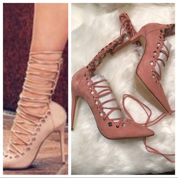 Liliana Shoes - Rose String Up Pumps NWOT